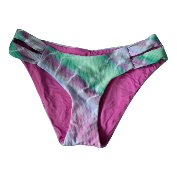 Isabella Rose Stylish Pink and Green Bikini Bottom, XSMALL - Picture 1 of 3